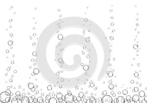 Vector fizzy drink stream isolated on white background. Underwater oxygen fizzing bubbles texture.
